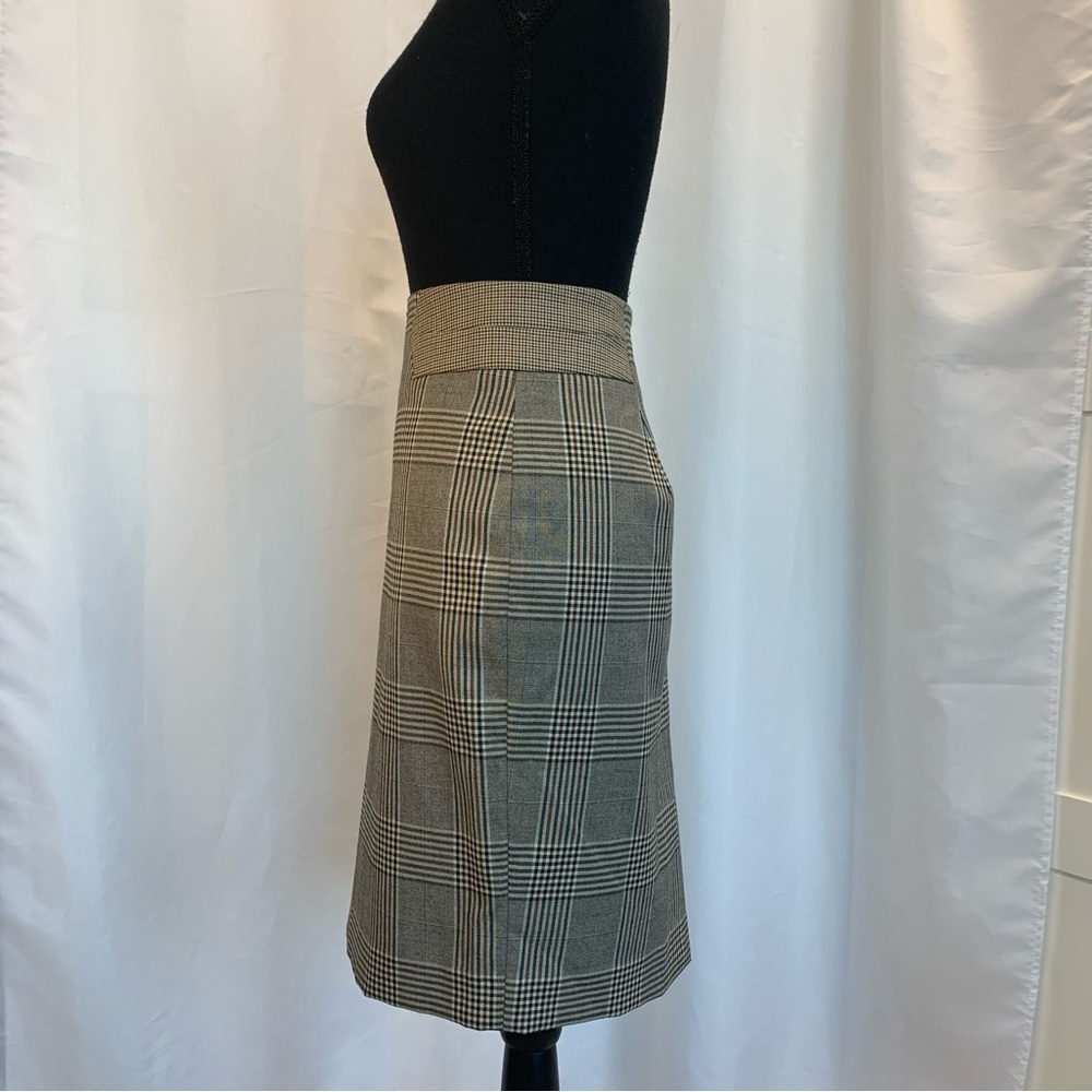 THE Limited brown black cream plaid check pencil skirt stretchy Sz 8 - Picture 4 of 14